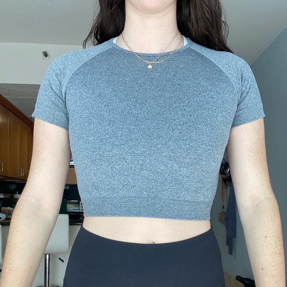 Grey Workout Crop Top